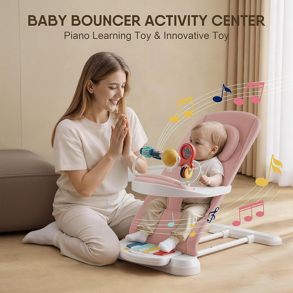 Baby Bouncer, Easy to Assemble Baby Bouncer Seat with Feeding Tray