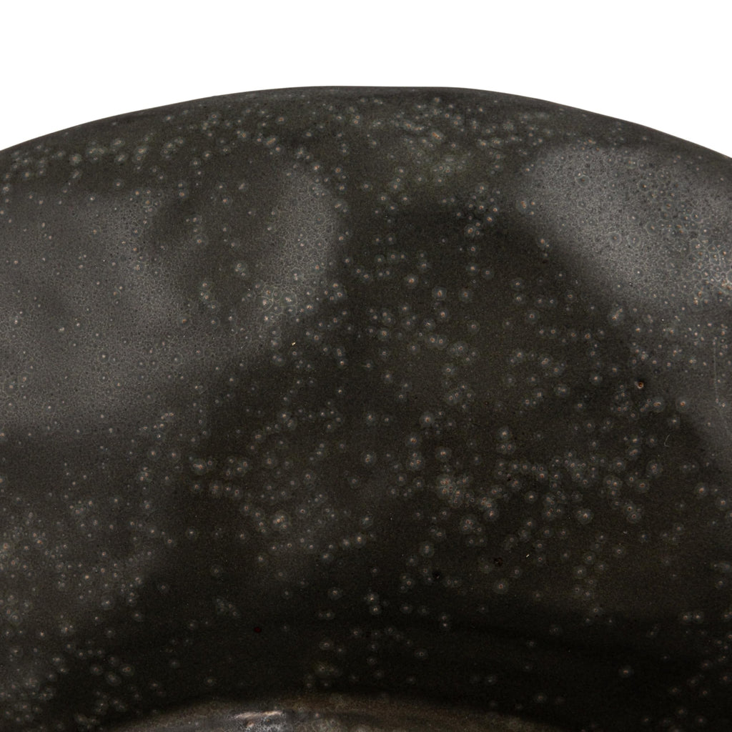 Co-Op Stoneware Footed Pedestal Bowl with Handles, Reactive Glaze, Black