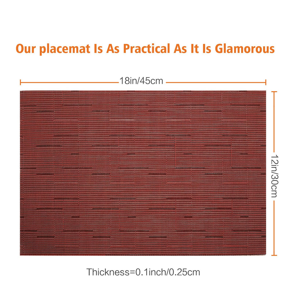 Red Vinyl Placemats Set of 12,Washable Dining PVC Table Mats