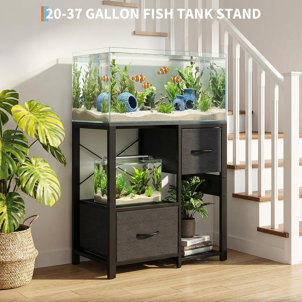 20-30 Gallon Aquarium Stand with Power Outlets & 2 Storage Drawers