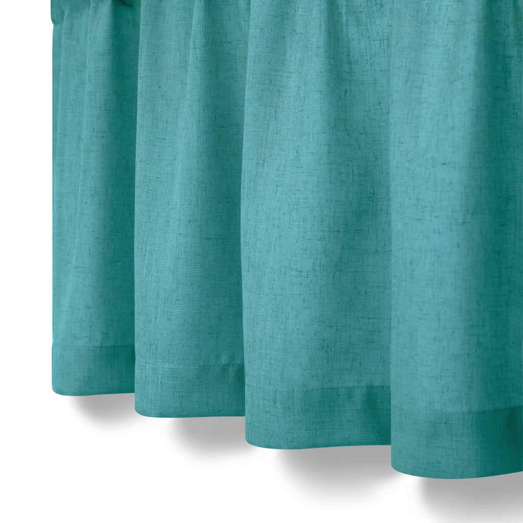 Teal Linen Window Valance 3 Inch Rod Pocket Semi Sheer Boho Farmhouse Light Filtering Dark Teal Blue Green Valance