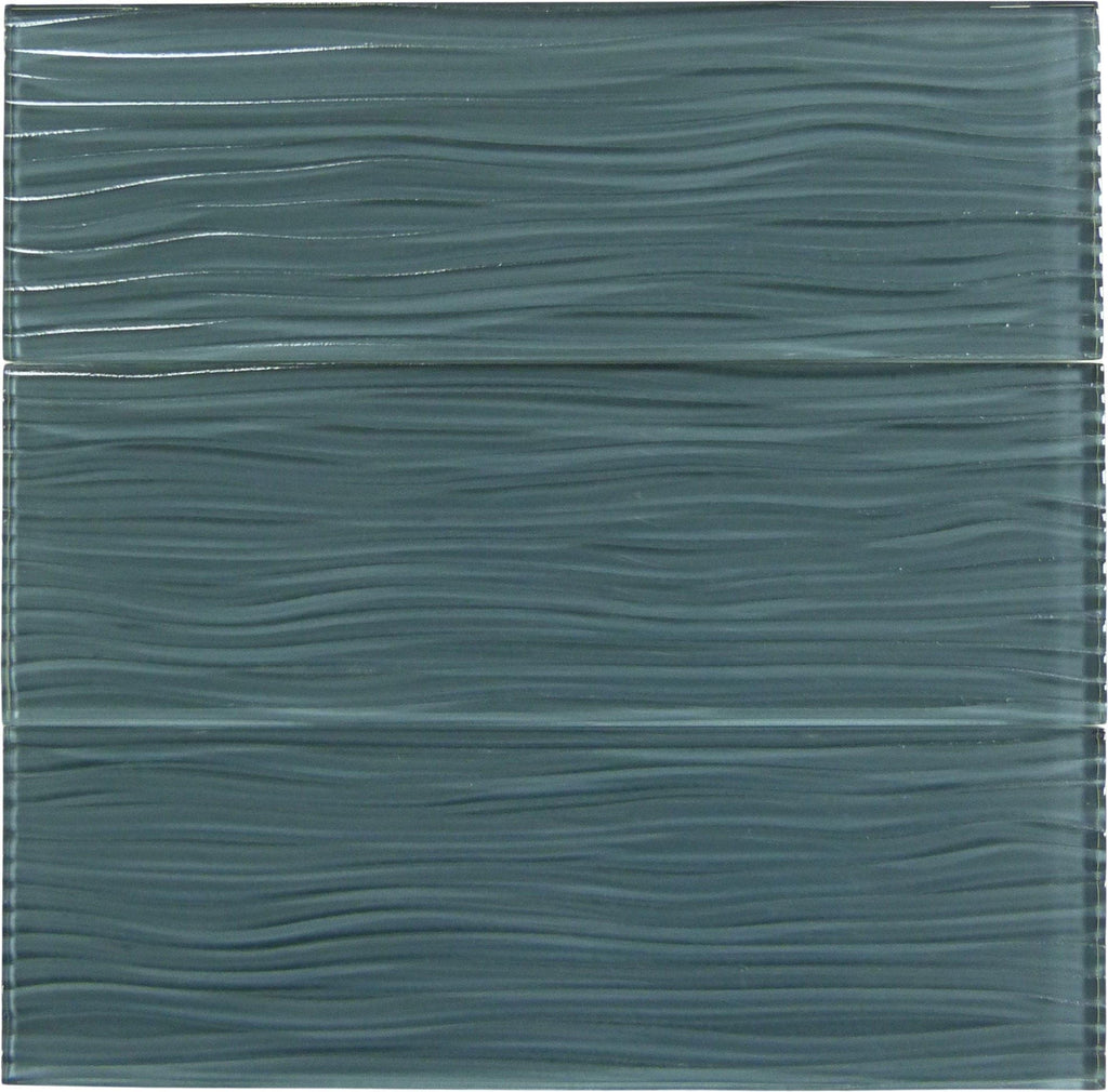Oasis Tile Eclipse Grey Wave | 4x12 Glossy Glass Subway Tile