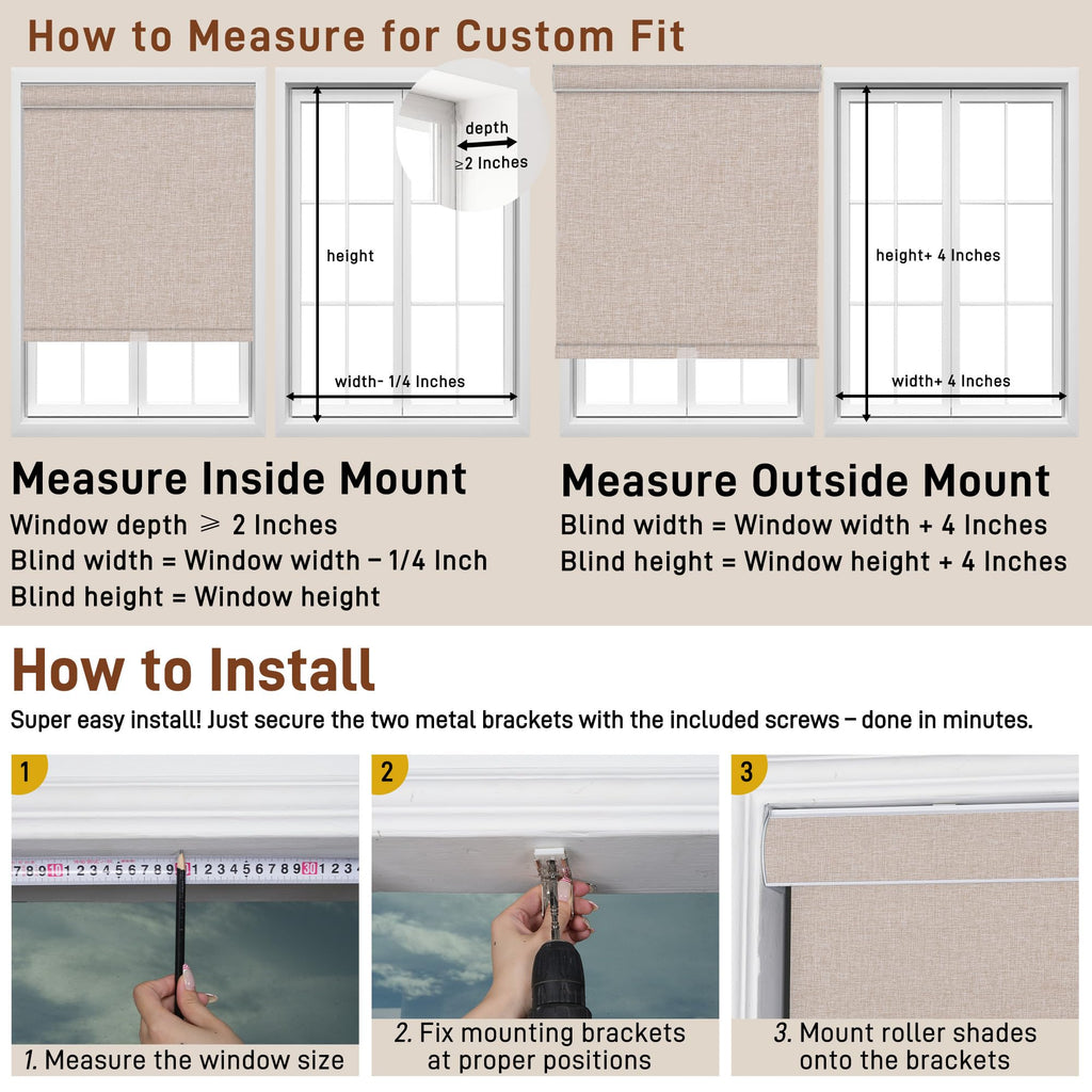 Blackout Roller Shades Cordless Window Covering Custom Size Pink.