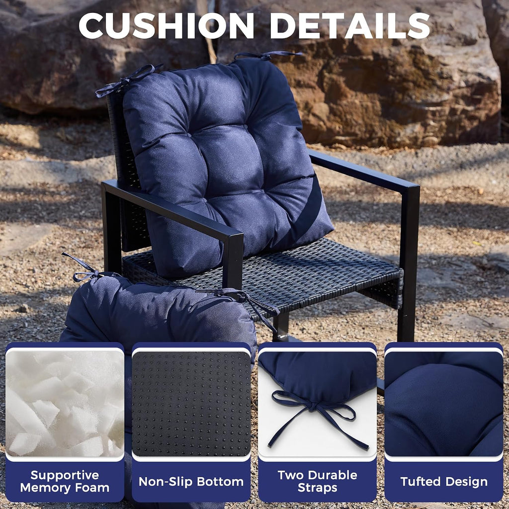 Outdoor Chair Cushions Set of 2, 19" x 19" x 5", Waterproof Outdoor Seat Cushions Furniture, Fade-Resistant Patio