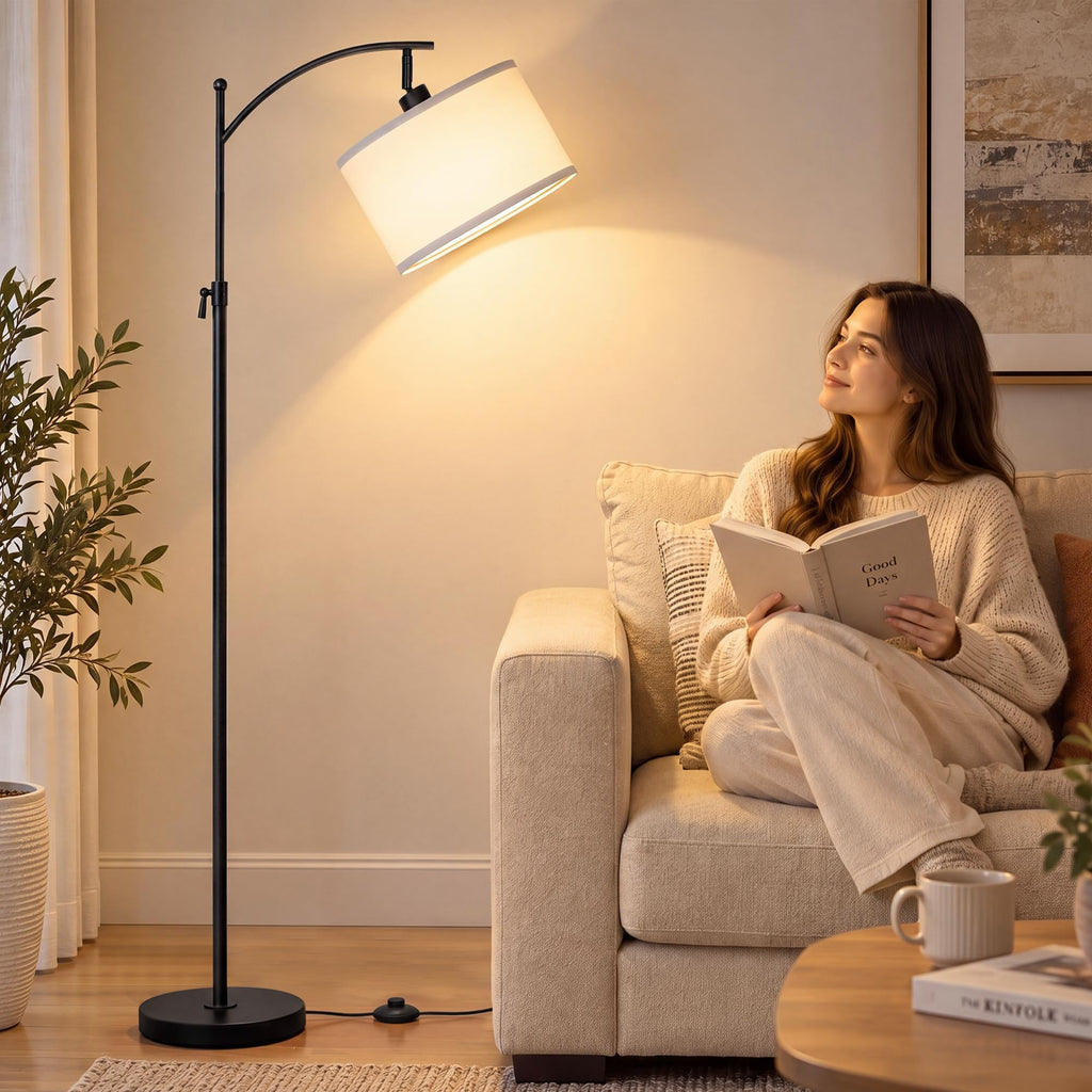 Black Arc Floor Lamp 55-63" Adjustable, 3 Color 9W LED Bulb Included