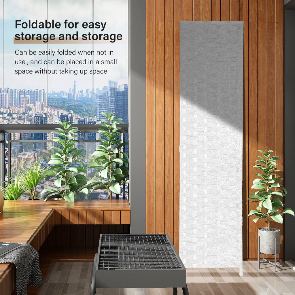 4-Panel Folding Room Divider | 6ft, White | Light & Portable