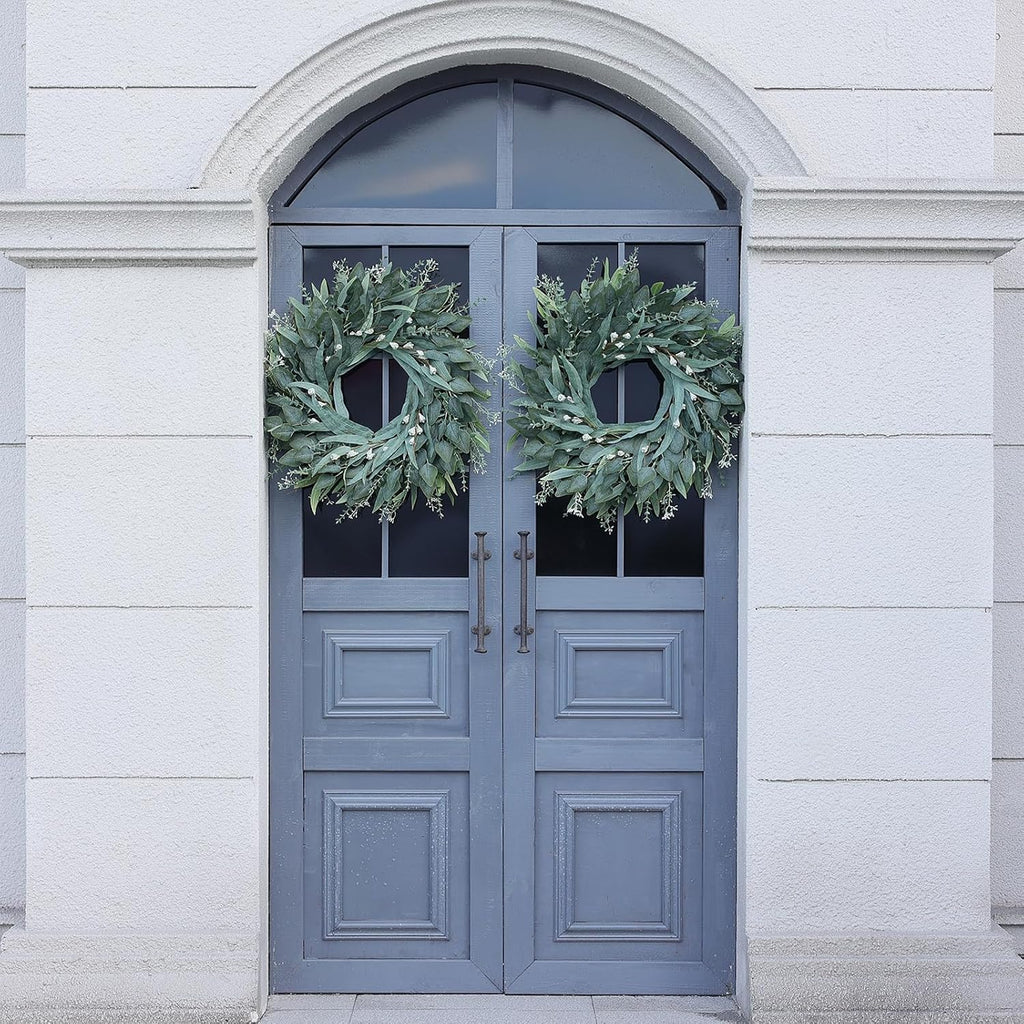 26" Large Artificial Eucalyptus Wreath with Seeds for Front Door(Green)
