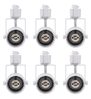 [6 Pack] H Type Track Lighting Heads to Gu10 Base Socket Light Direction Adjustable,Round,White