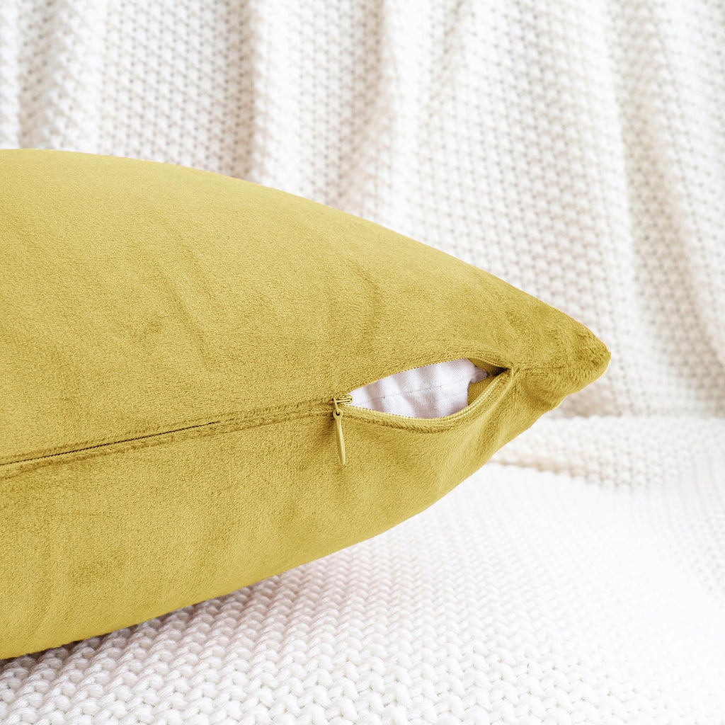 Yellow Throw Pillow Covers Velvet 12x20 Inch Pack of 2