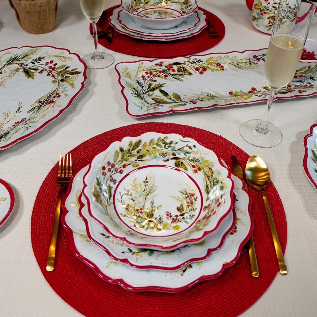 Christmas Gatherings 12 pc Melamine Dinnerware Set, Service for 4