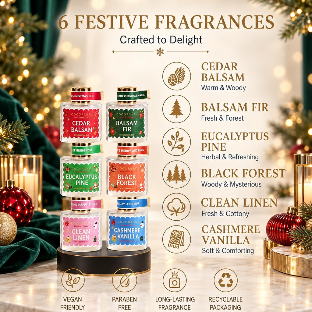 Christmas Reed Diffuser Gift Set, 6 Scents, 1.69 fl oz Each