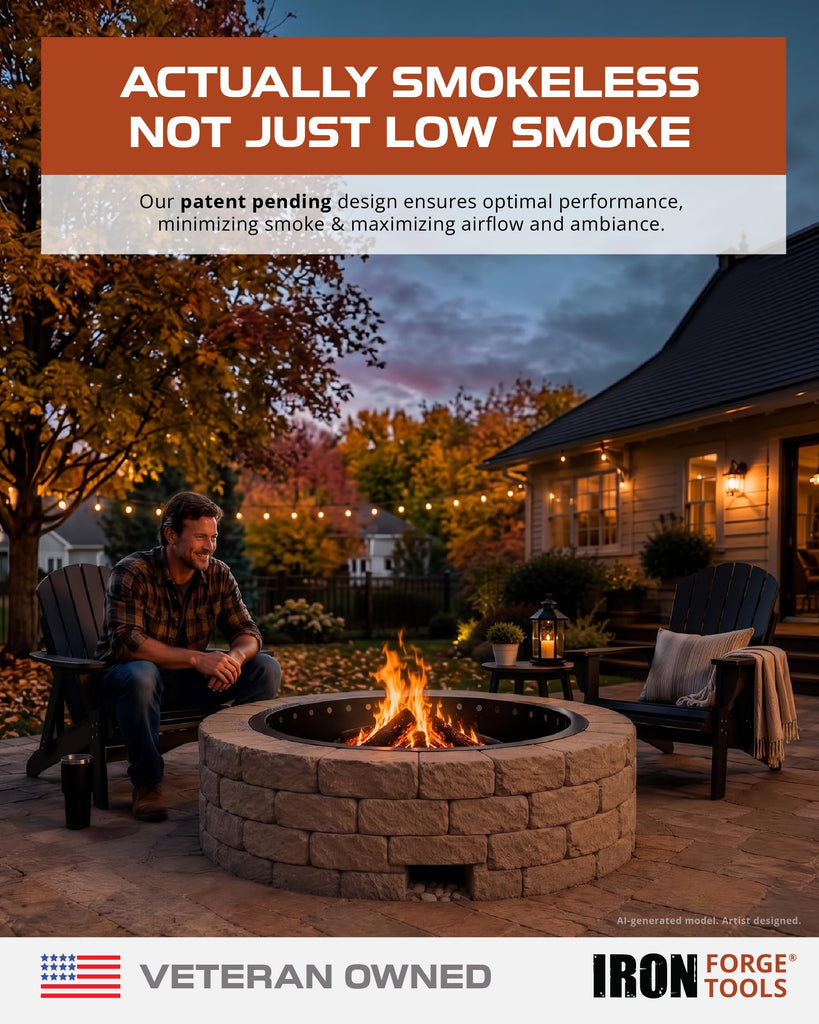 Smokeless Outdoor Fire Pit Ring Insert 42 Inch Round