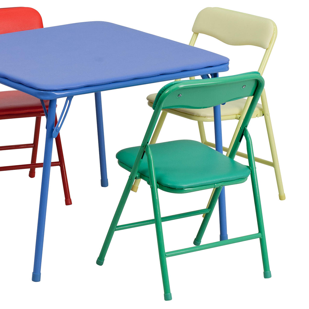 Mindy Kids 5-Piece set Folding Square Table and Chairs Set for Daycare and Classrooms, Children's Activity Table and