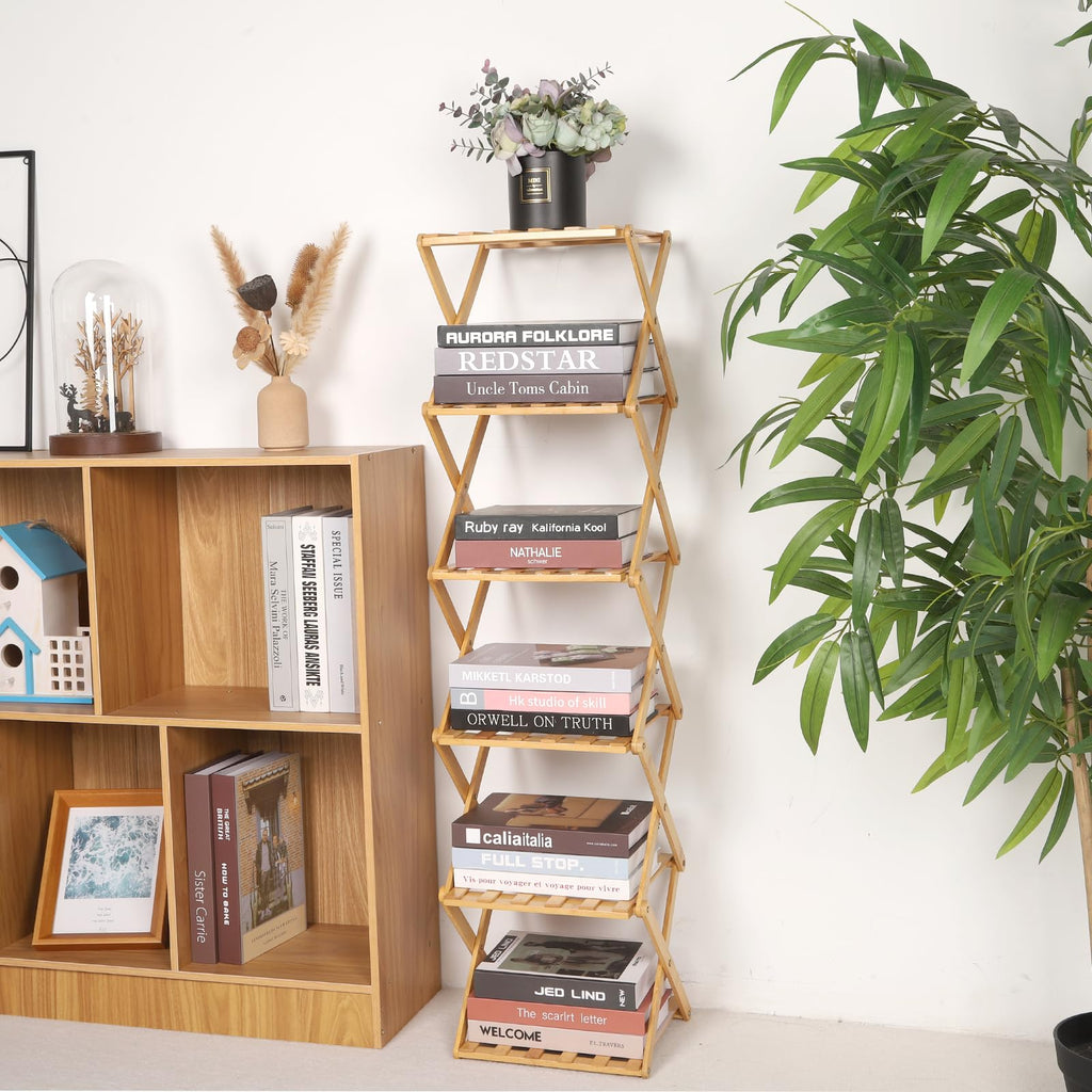 Bamboo Shoe Rack 6 Tier Foldable Shoe Rack