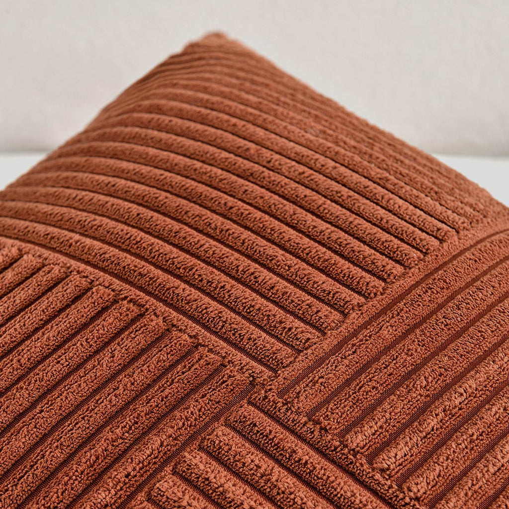 Rust Lumbar Decorative Throw Pillow Covers 16x28 Inch Couch Bed, Rustic Farmhouse Boho Home Decor, Soft Striped