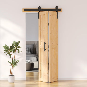 36" X 84" Bifold Barn Door with 40" Bifold Barn Door Hardware Kit, Including Handle and Pulls, Unfinished Solid
