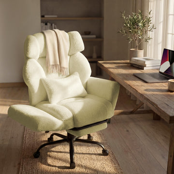 Office Chair with Flip Armrests, Big and Tall Office Chair with Foot Rest, Extra Wide Seat & Lumbar Pillow, Ergonomic
