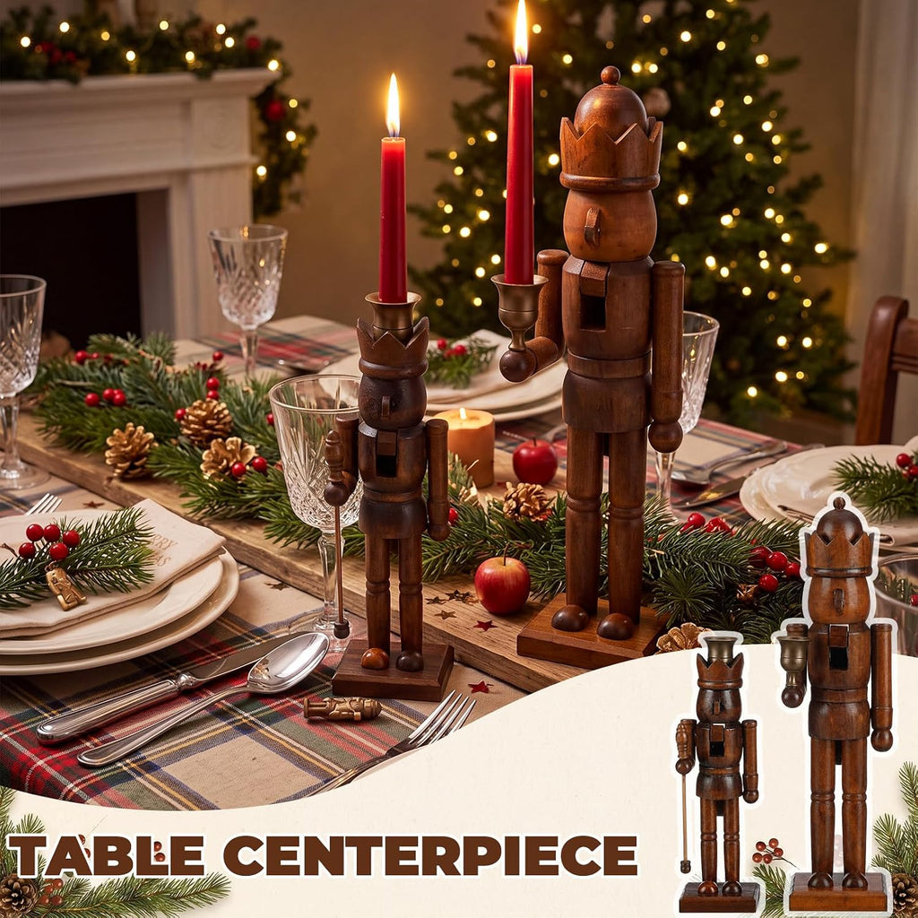 2 PCS Wooden Christmas Nutcracker Figure, 15" & 10"