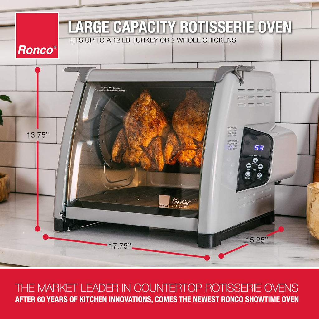 6000 Platinum Series Rotisserie Oven, Digital Display, 12-Pound Capacity, Auto Shutoff, Includes Rotisserie Spit