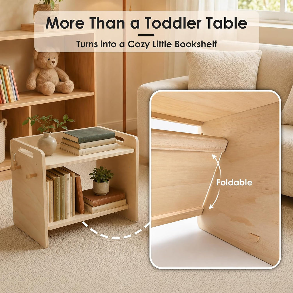 Weaning Table and Chair Set, Adjustable Wooden for Toddlers