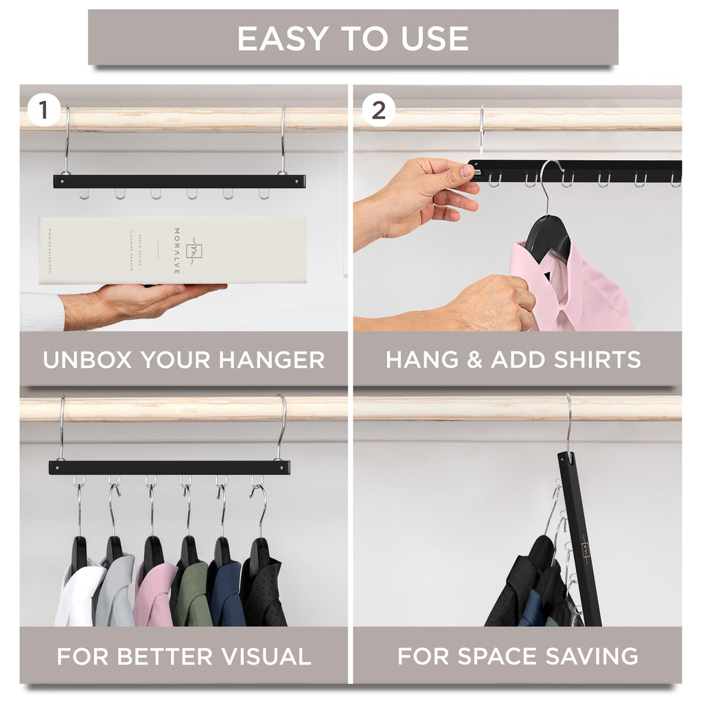 Space Saving Hangers for Closet - 4 Pack European Beechwood