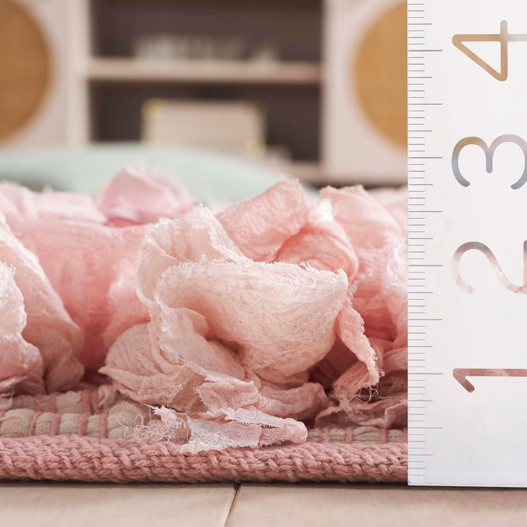 Rio Shag Collection Area Rug - 6' Square, Light Pink, Handmade Decorative, 3.5-inch Thick Ideal for High Traffic