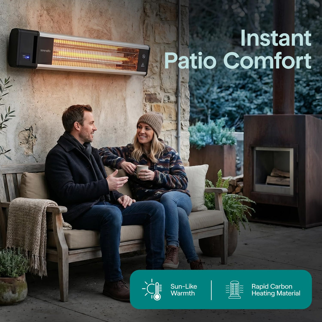 Portable Infrared Indoor and Outdoor Electric Space Heater with Remote, IP65 Approved, 1500 Watt Wall-Mounted Hanging
