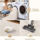 8x10 Washable Solid Color Area Rug, Soft Fluffy Non-Slip Carpet for Bedroom Dining Room Beige