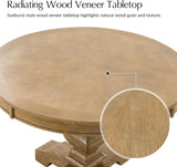 Round Dining Table for 4, 42” Farmhouse Oak Wood Dining Room Kitchen Table Top with Pedestal Base, Rustic Dinner