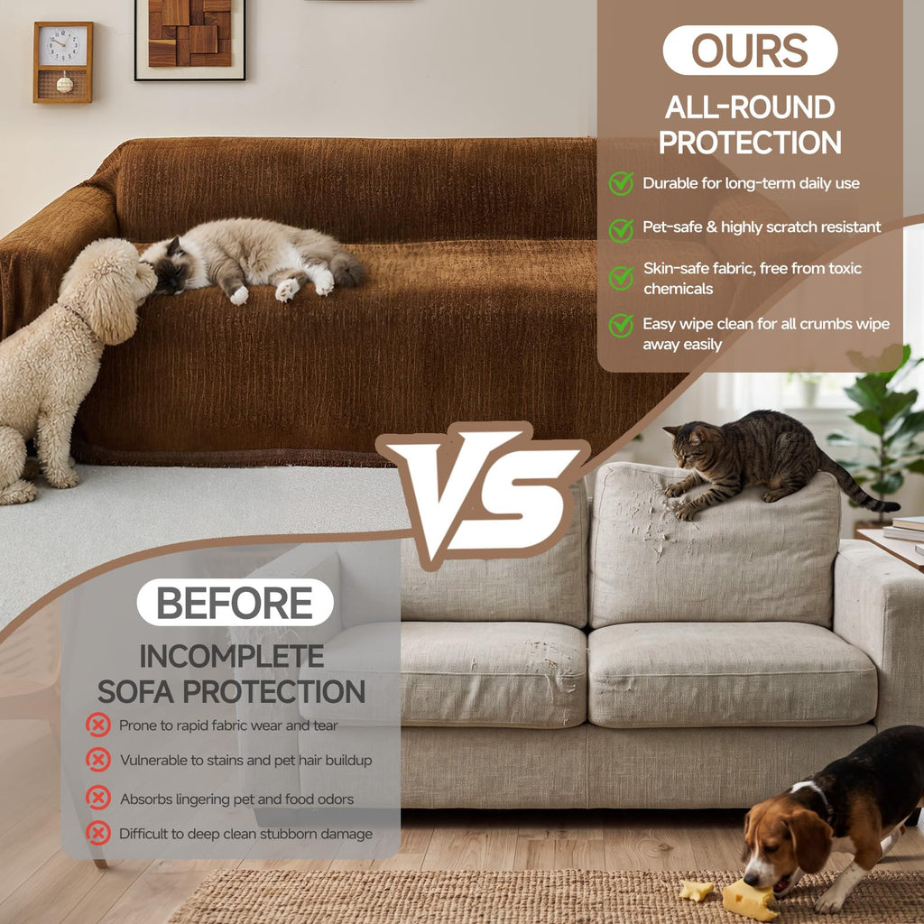 Chenille Couch Cover for Loveseat, Non-Slip, 70" x 102"
