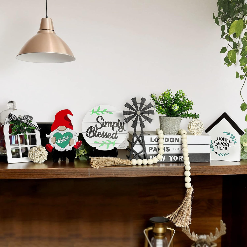 Farmhouse Tiered Tray Decor Set Wood Tiered Stand Decoration - Set of 11
