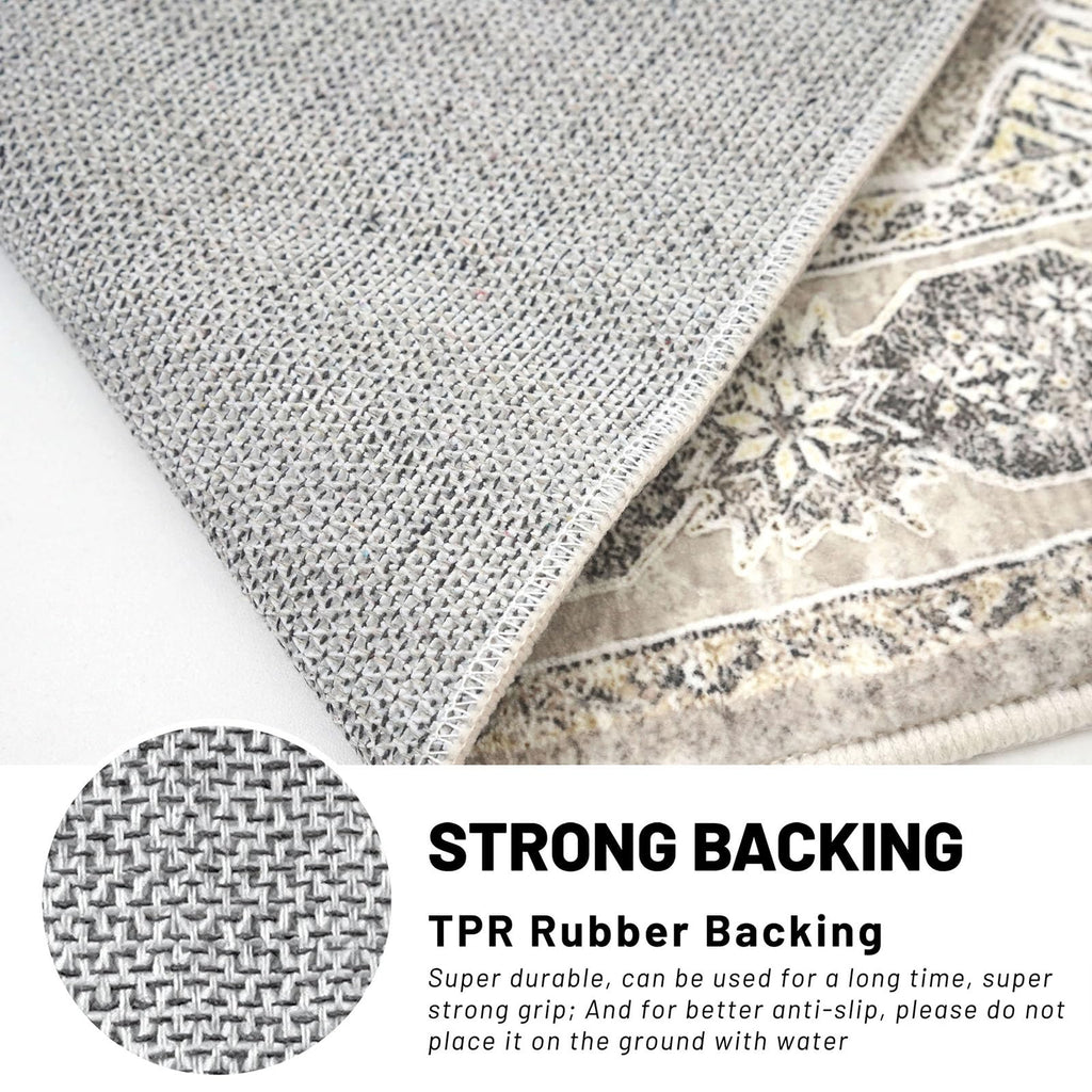 Extra Long Runner Rug 2.6x18 Washable Rugs Ivory Grey