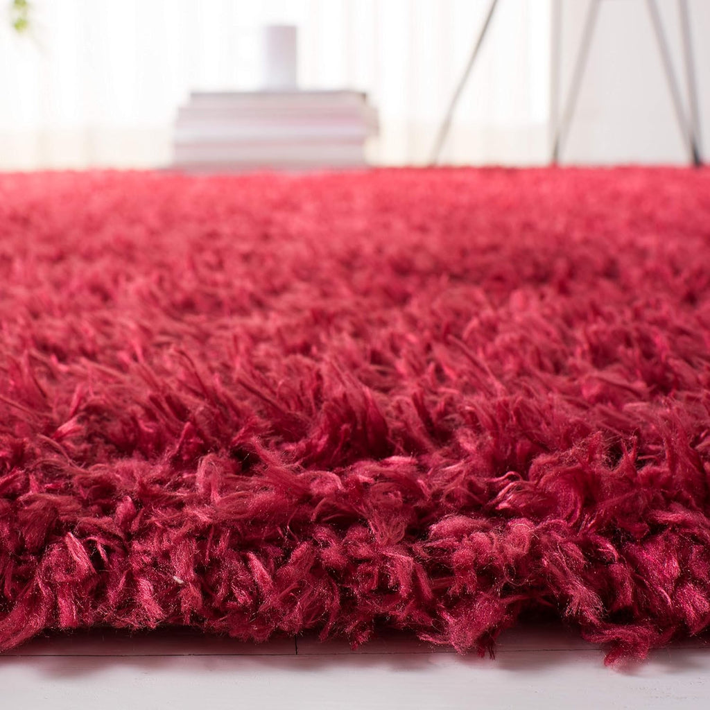 Madrid Shag Collection Area Rug - 8' Square, Red, Solid Design, Non-Shedding & Easy Care, 2-inch Thick Ideal for High