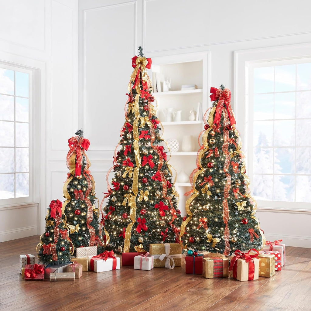 Fully Decorated Pre-Lit 2' Pop-Up Tabletop Christmas Tree - Silver Gold