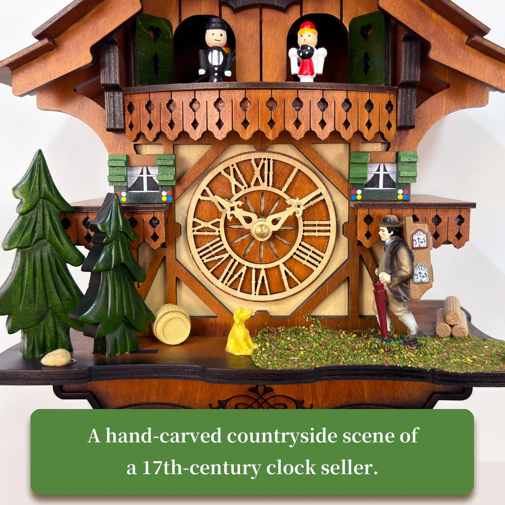 Cuckoo Clock with Rotating Dancers, Black Forest Chalet, Quartz