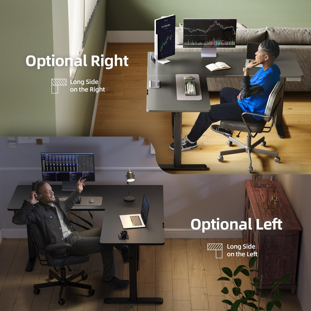 L Shaped Standing Desk, Electric Standing Desks L Shape Adjustable Height Dual Motor, 63 x 55 Inch Corner Standing