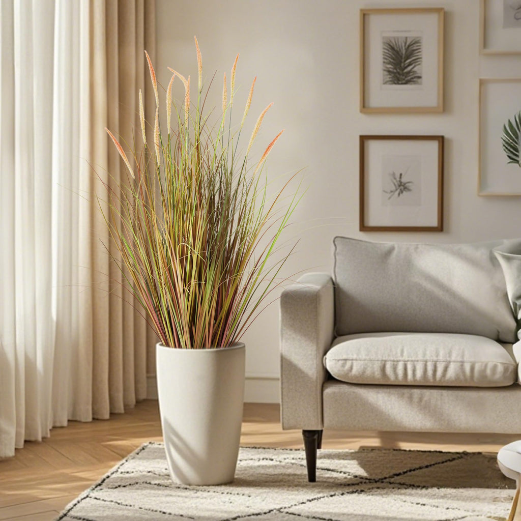 3ft 2-Pack Artificial Cattail Reed Grass, 35in Indoor Fake Onion Grass