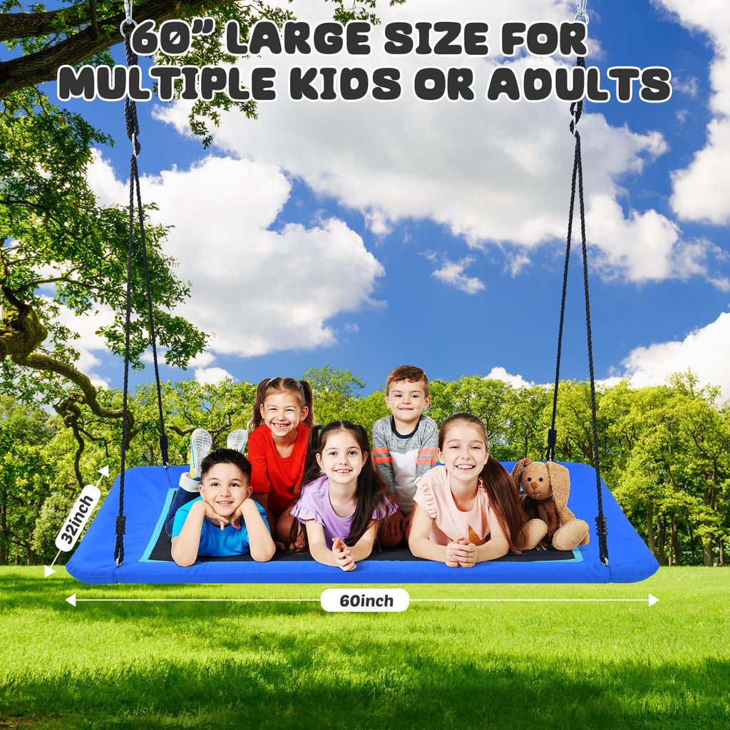 700lbs 60" Large Rectangle Platform Tree Swing for Kids & Adults