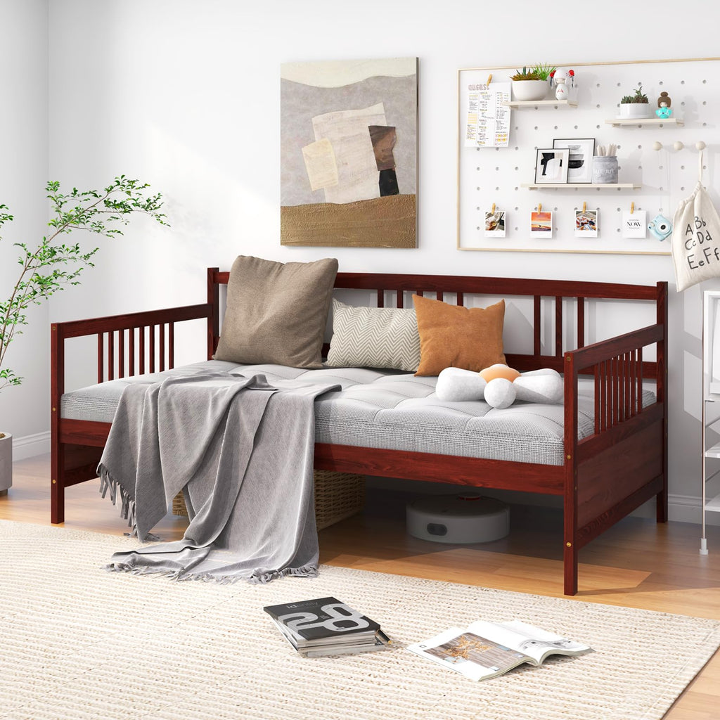 Wood Daybed Frame Twin Size, Sofa Day Bed Frame with Wooden Slats Support, No Box Spring Needed, Twin Daybed Frame