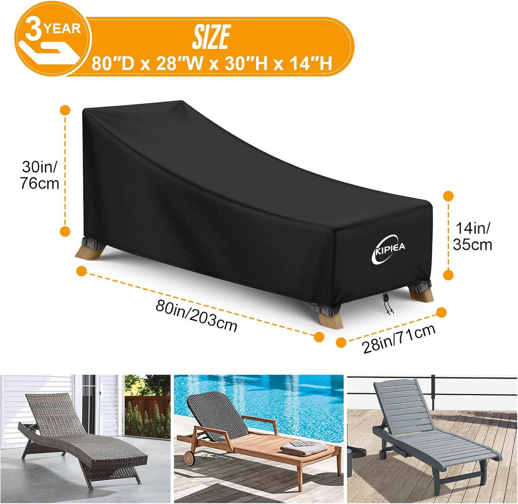 Waterproof Patio Lounge Chair Covers for Outdoor Furniture, Heavy Duty Outdoor Chaise Lounge Cover with Anti UV and