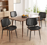 Dining Chairs Set of 2, Mid-Century Modern Upholstered Faux Leather Dining Room Chairs with Walnut Bentwood Back and Metal Legs, Black