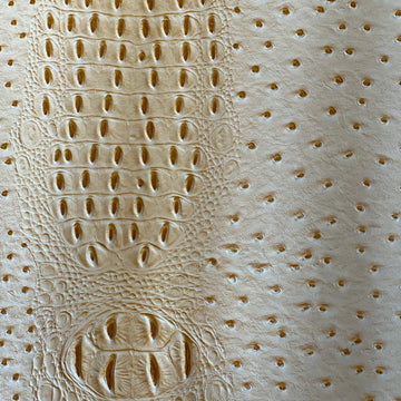 Beige Gatorich Faux Leather Upholstery Crafting Vinyl Fabric - Sold By The Yard - 54"