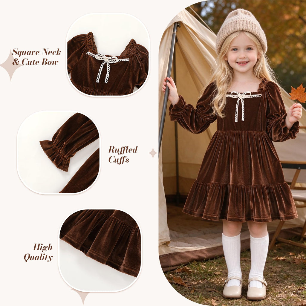 Toddler Dress Girl Long Sleeve Velvet Dresses Fall Outfits