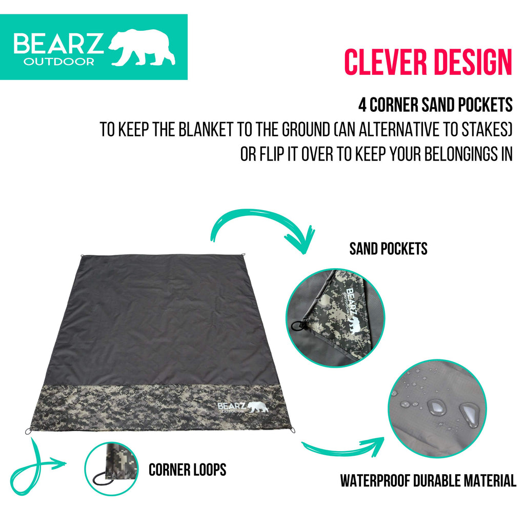 Pocket Blanket - Beach Blanket Waterproof Sandproof, Picnic Blankets Waterproof Foldable, Lightweight & Compact for