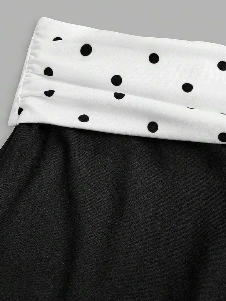 Girl's Polka Dots Fold Over Baggy Sweatpants Wide Leg Y2k Pants