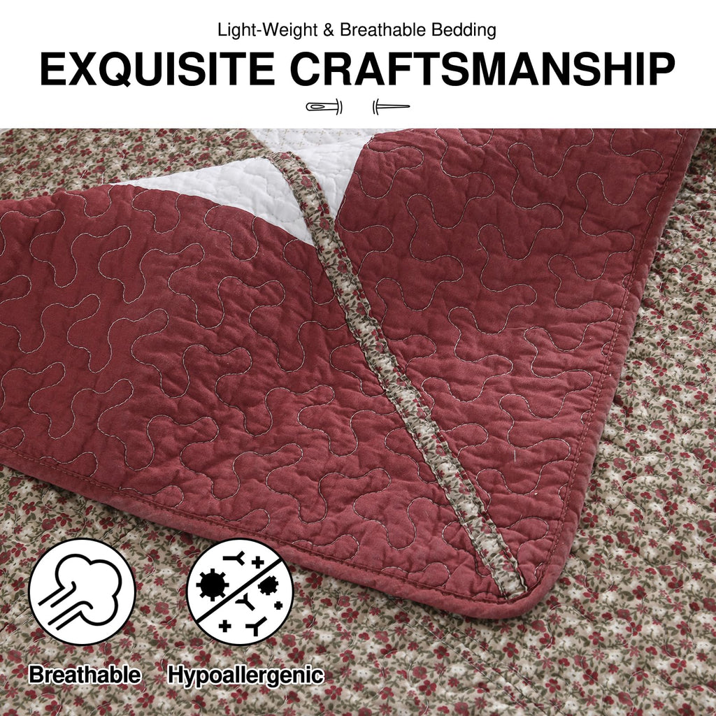 Oversized Queen Bedspread - 102W x120L Extra Wide 100% Cotton Quilt