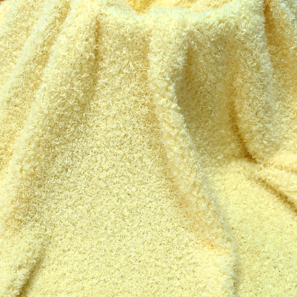Light Yellow Curly Teddy Fleece Faux Fur Fabric, 18" X 59"
