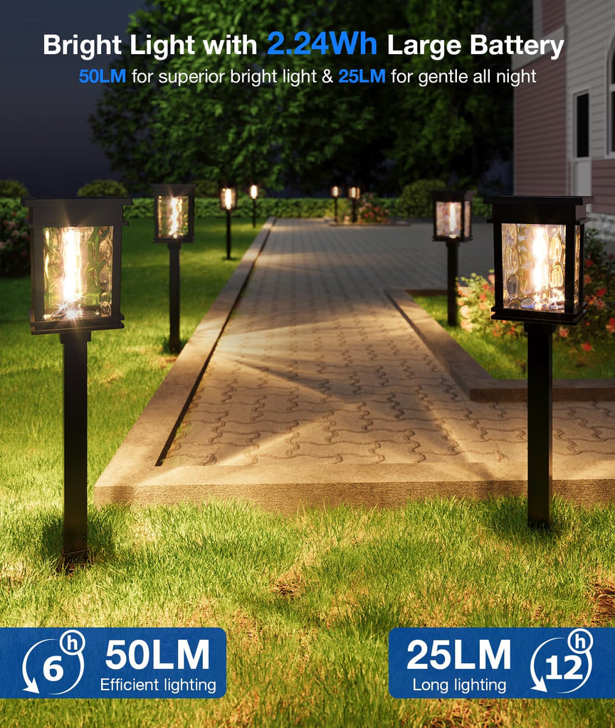 Solar Pathway Lights Outdoor, 6 Pack Solar Powered Garden Lights