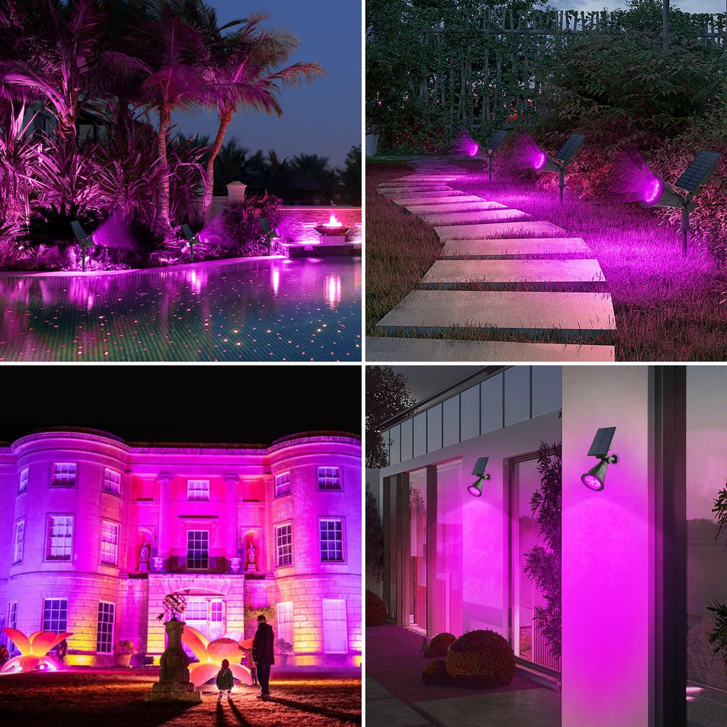Purple Solar Spot Lights Outdoor, Solar Black Lights Outdoor, 4 Pack