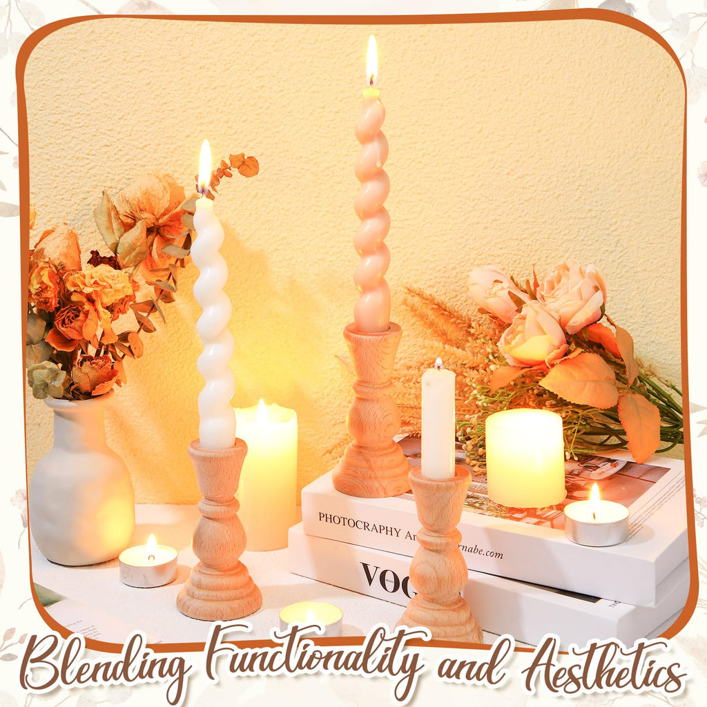 12 Pcs Wood Candlesticks Holders